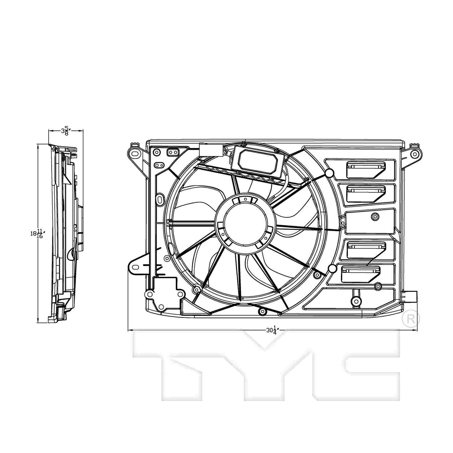 TYC Dual Radiator and Condenser Fan Assembly 623020