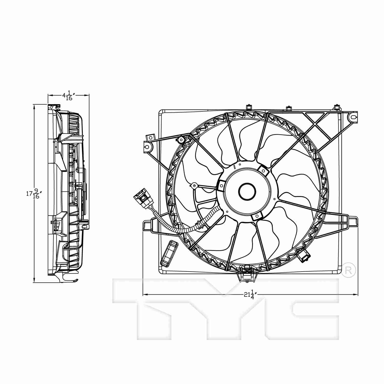 TYC Dual Radiator and Condenser Fan Assembly 623060