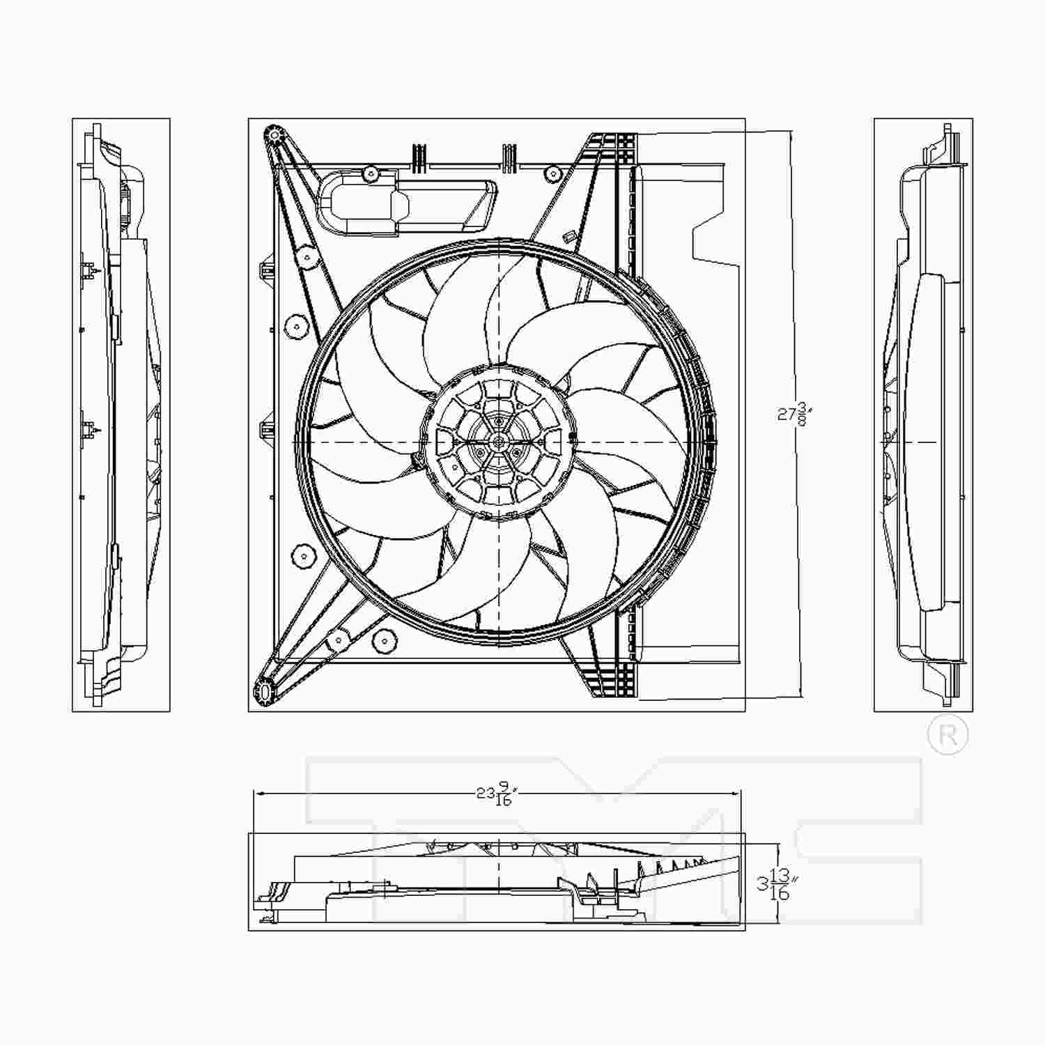TYC Dual Radiator and Condenser Fan Assembly 623120