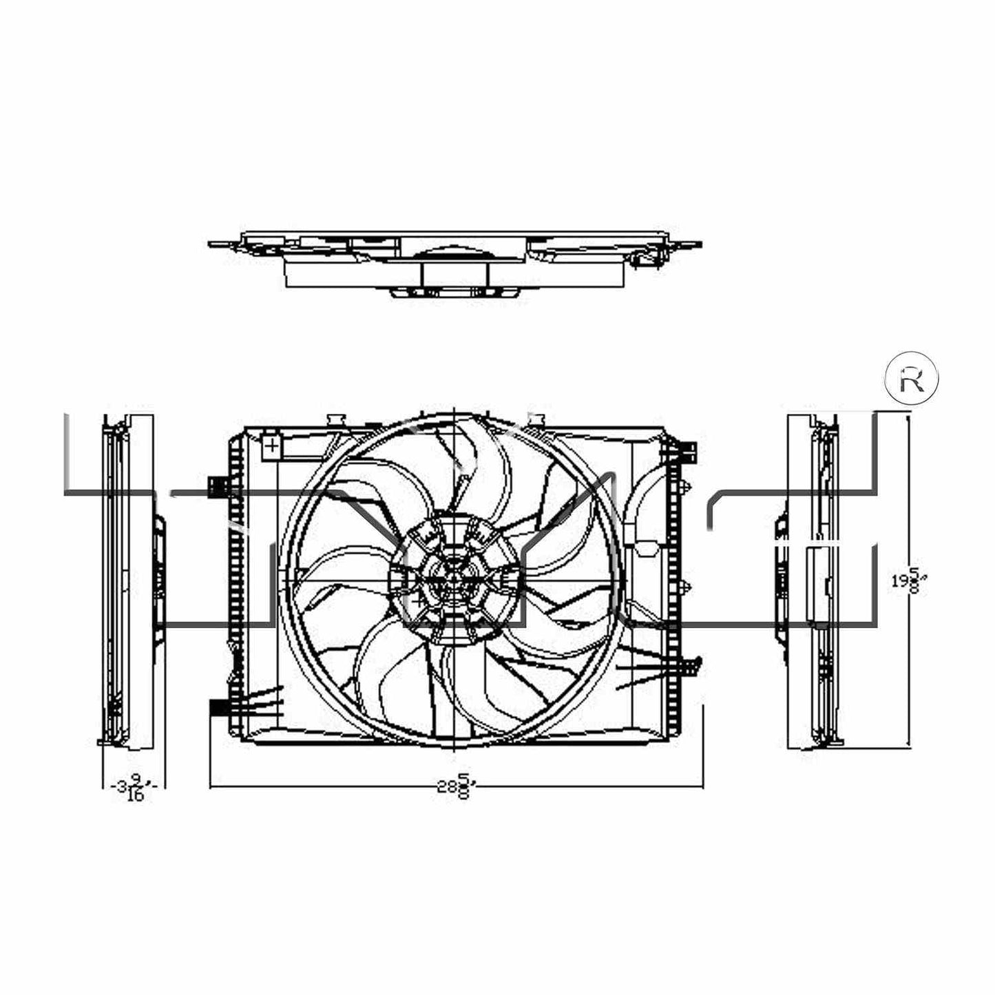 TYC Dual Radiator and Condenser Fan Assembly 623130