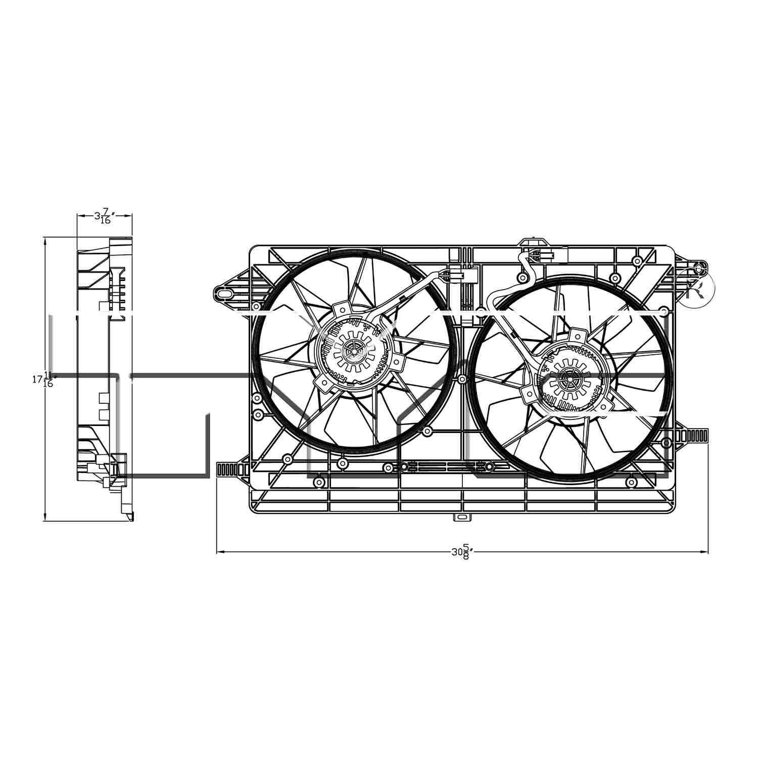 TYC Dual Radiator and Condenser Fan Assembly 623170