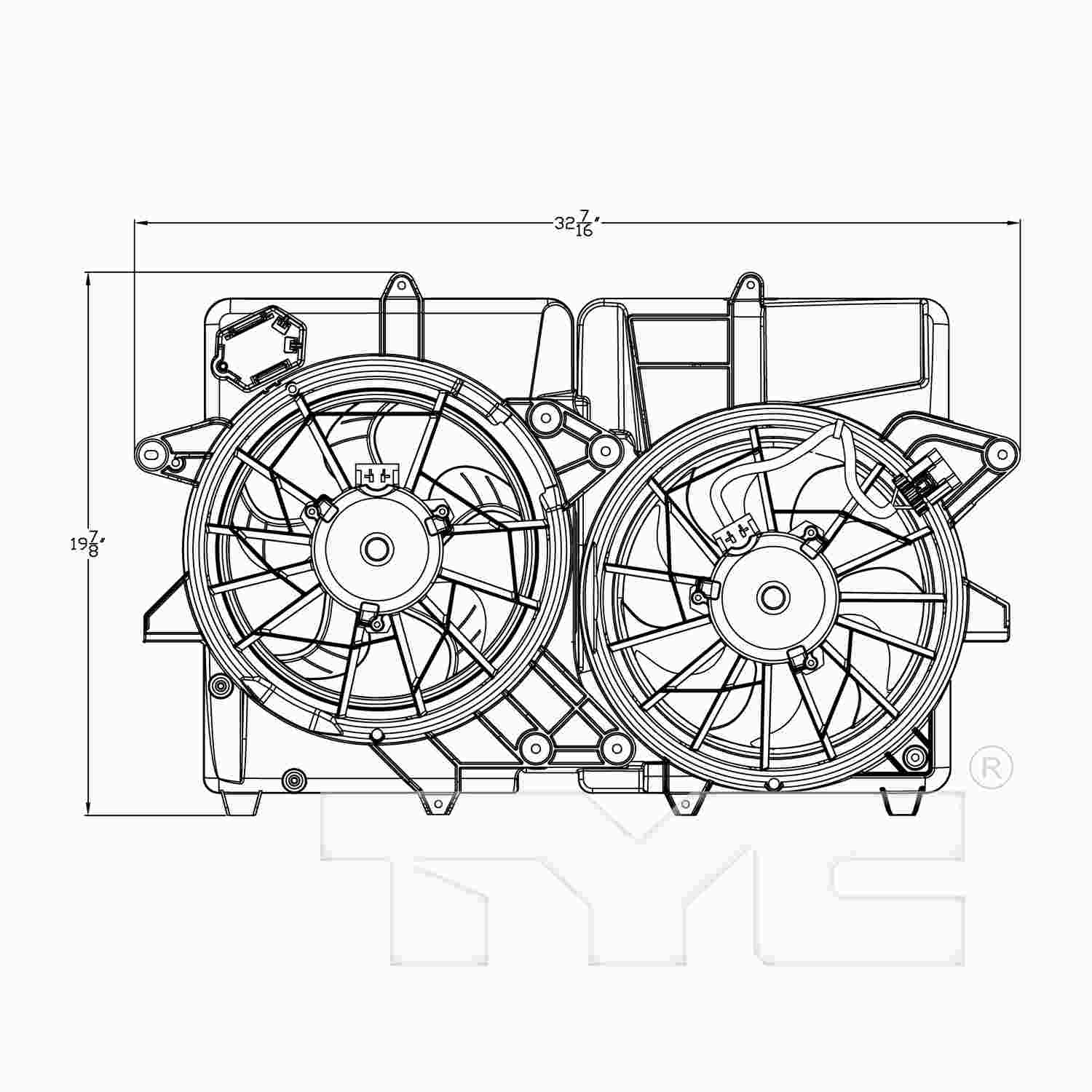 TYC Dual Radiator and Condenser Fan Assembly 623240