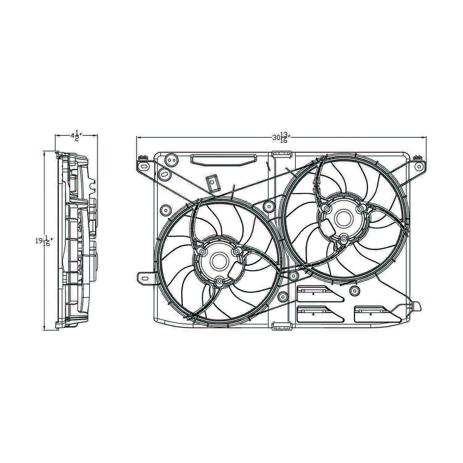 TYC Dual Radiator and Condenser Fan Assembly 623320
