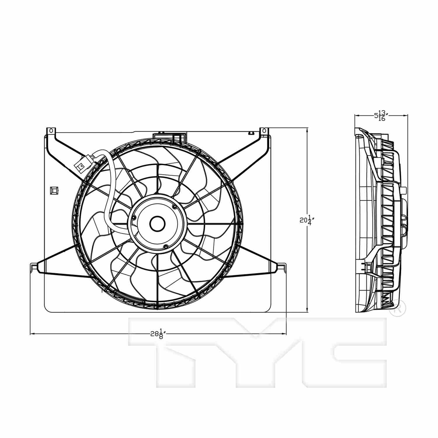 TYC Dual Radiator and Condenser Fan Assembly 623330
