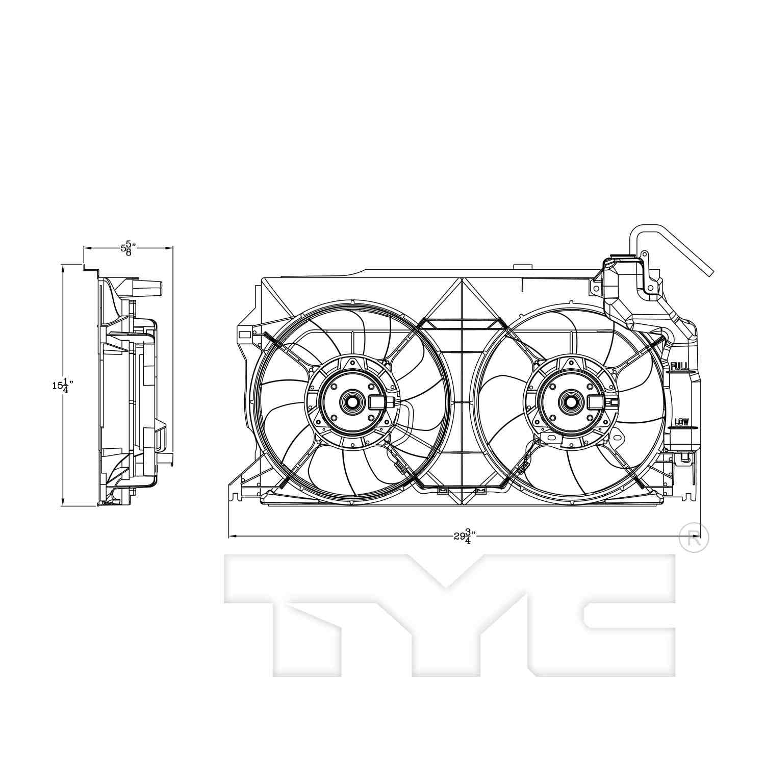 TYC Dual Radiator and Condenser Fan Assembly 623370