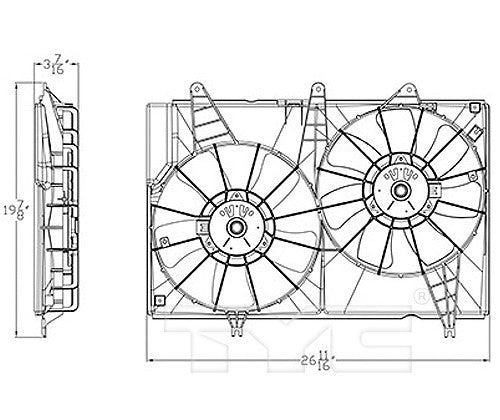 TYC Dual Radiator and Condenser Fan Assembly 623390