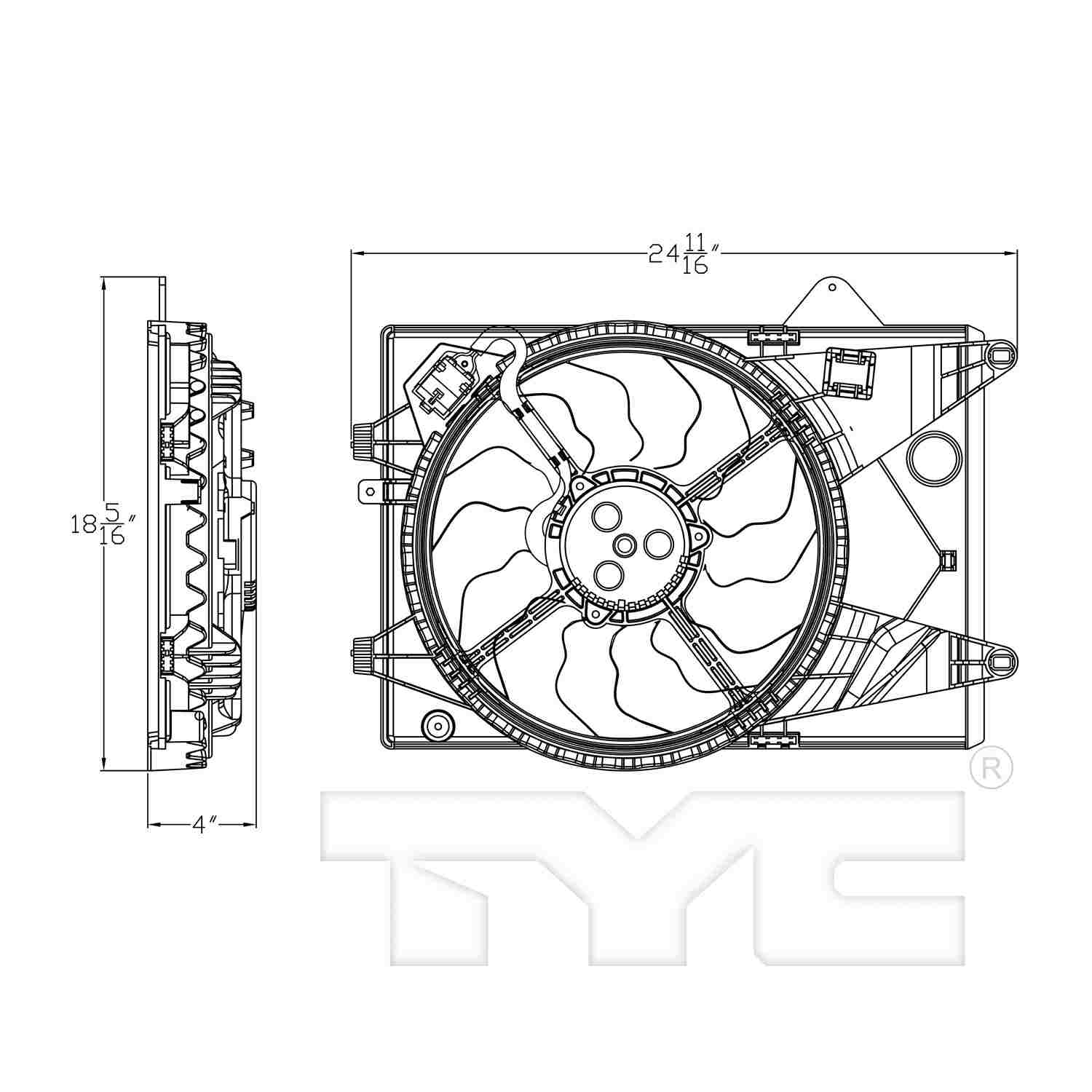 TYC Dual Radiator and Condenser Fan Assembly 623410