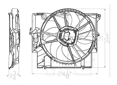 TYC Dual Radiator and Condenser Fan Assembly 623430