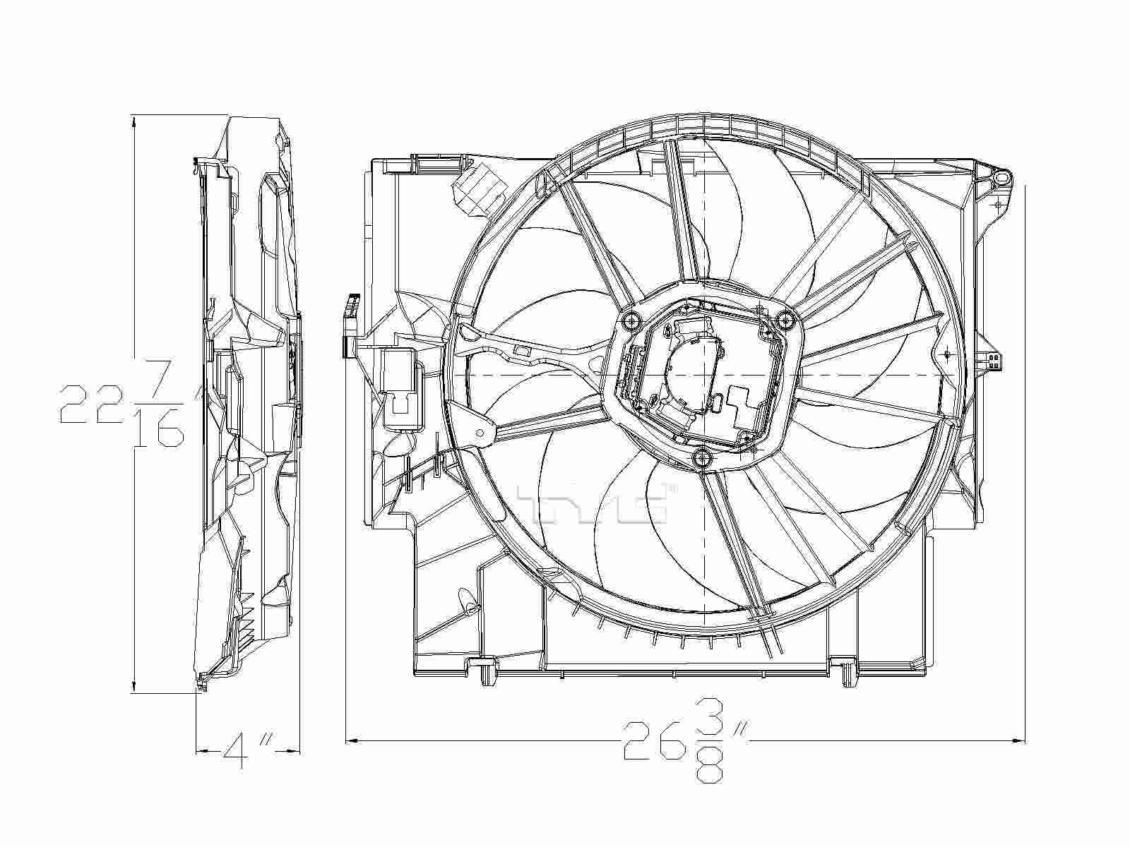 TYC Dual Radiator and Condenser Fan Assembly 623430