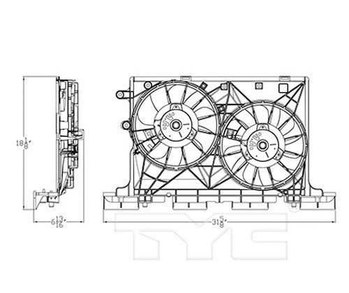 TYC Dual Radiator and Condenser Fan Assembly 623440