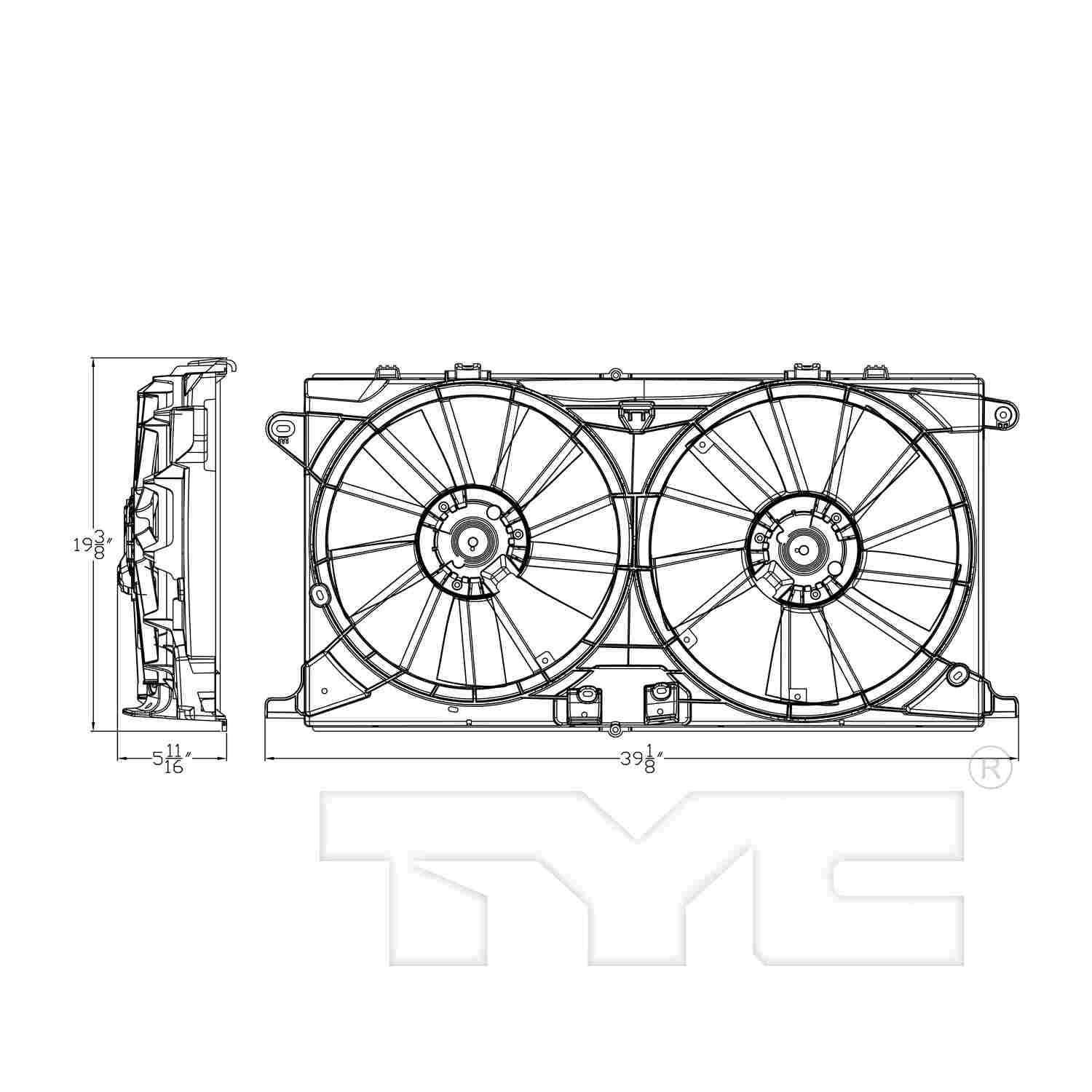 TYC Dual Radiator and Condenser Fan Assembly 623450