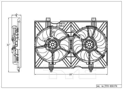 TYC Dual Radiator and Condenser Fan Assembly