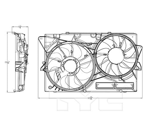 TYC Dual Radiator and Condenser Fan Assembly 623500