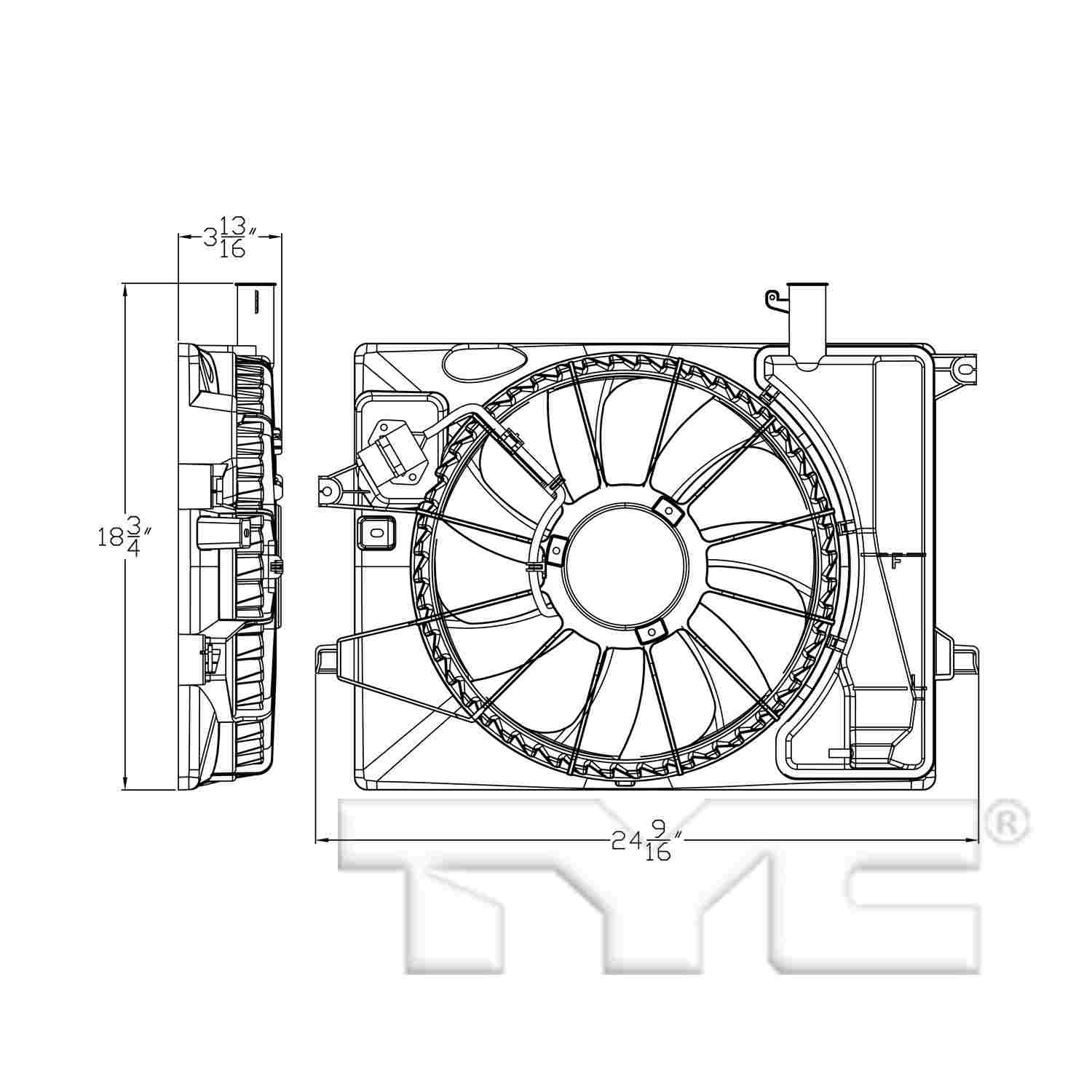 TYC Dual Radiator and Condenser Fan Assembly 623510