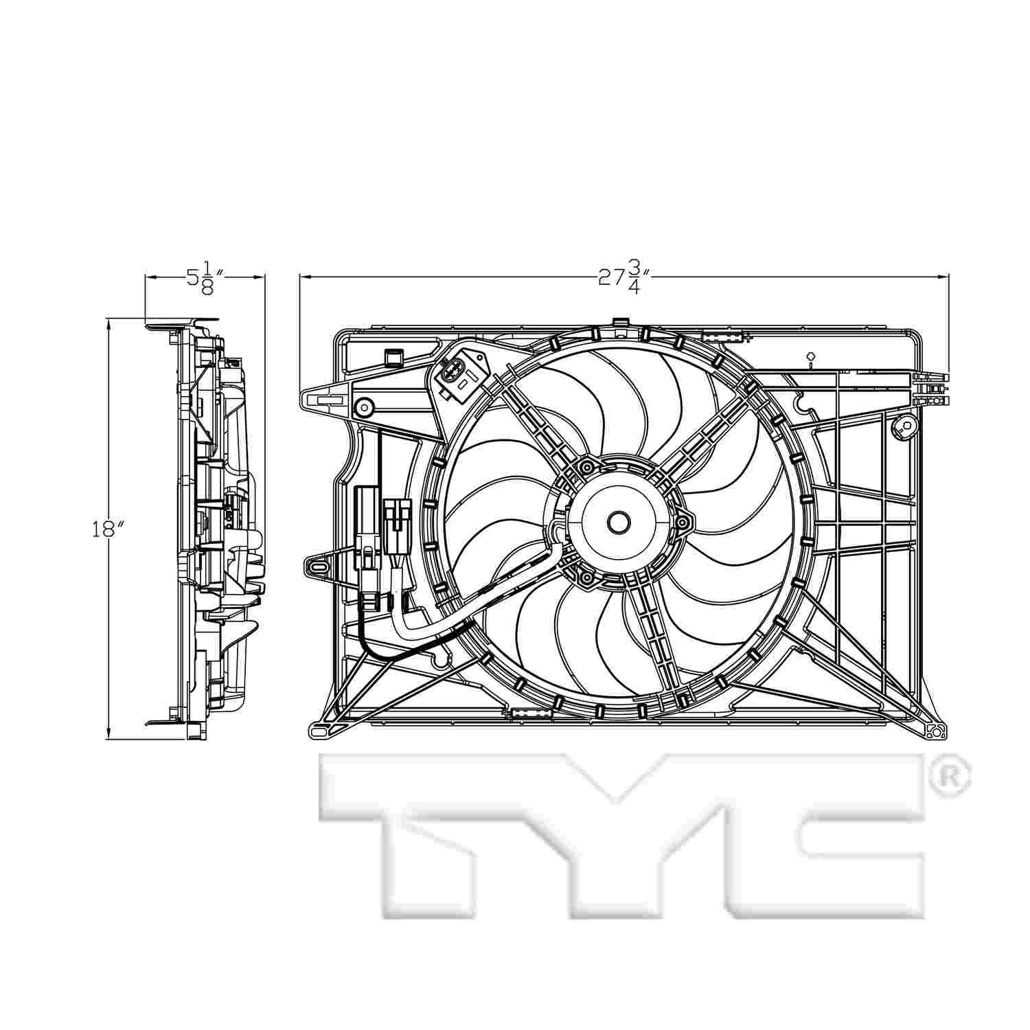 TYC Dual Radiator and Condenser Fan Assembly 623530