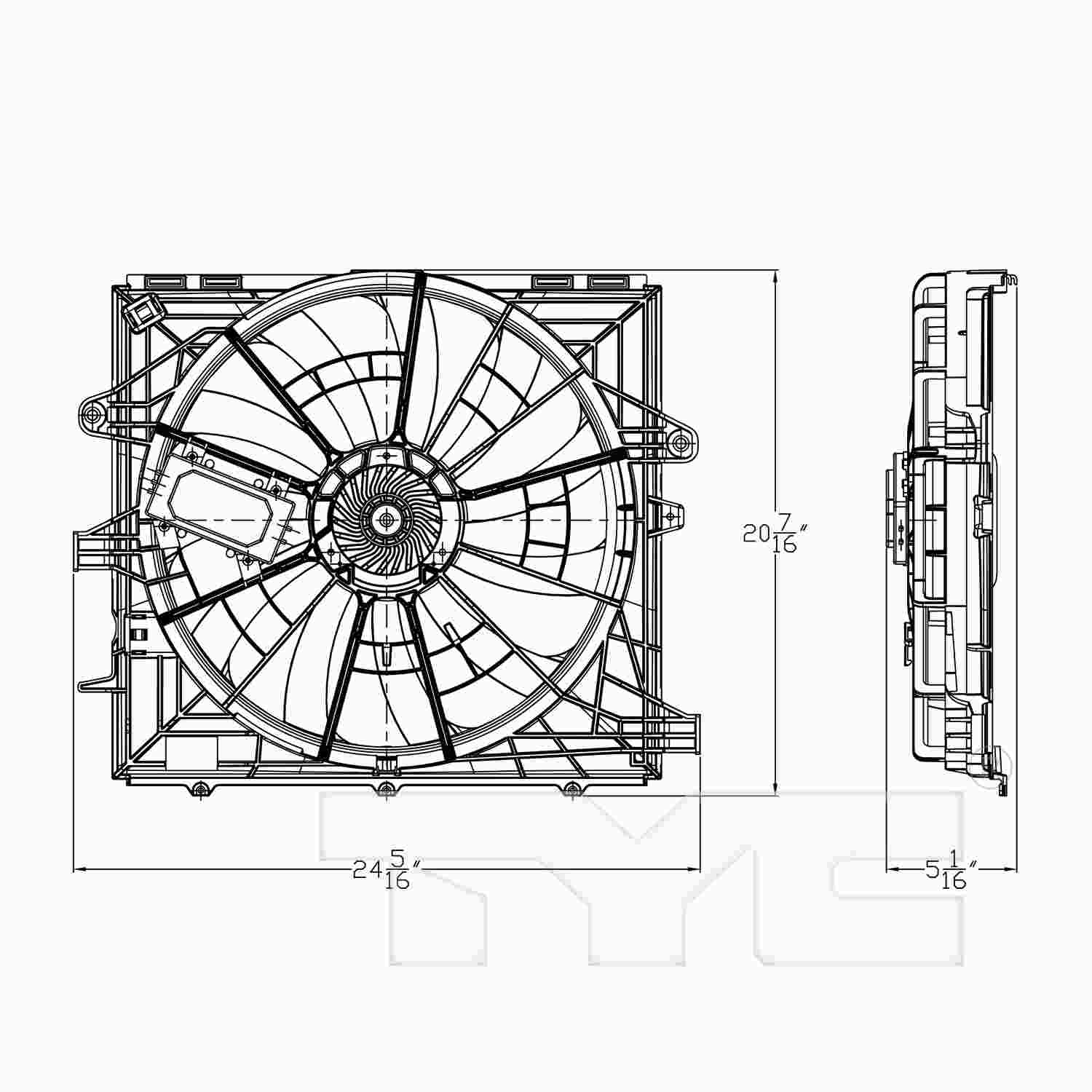 TYC Dual Radiator and Condenser Fan Assembly 623680