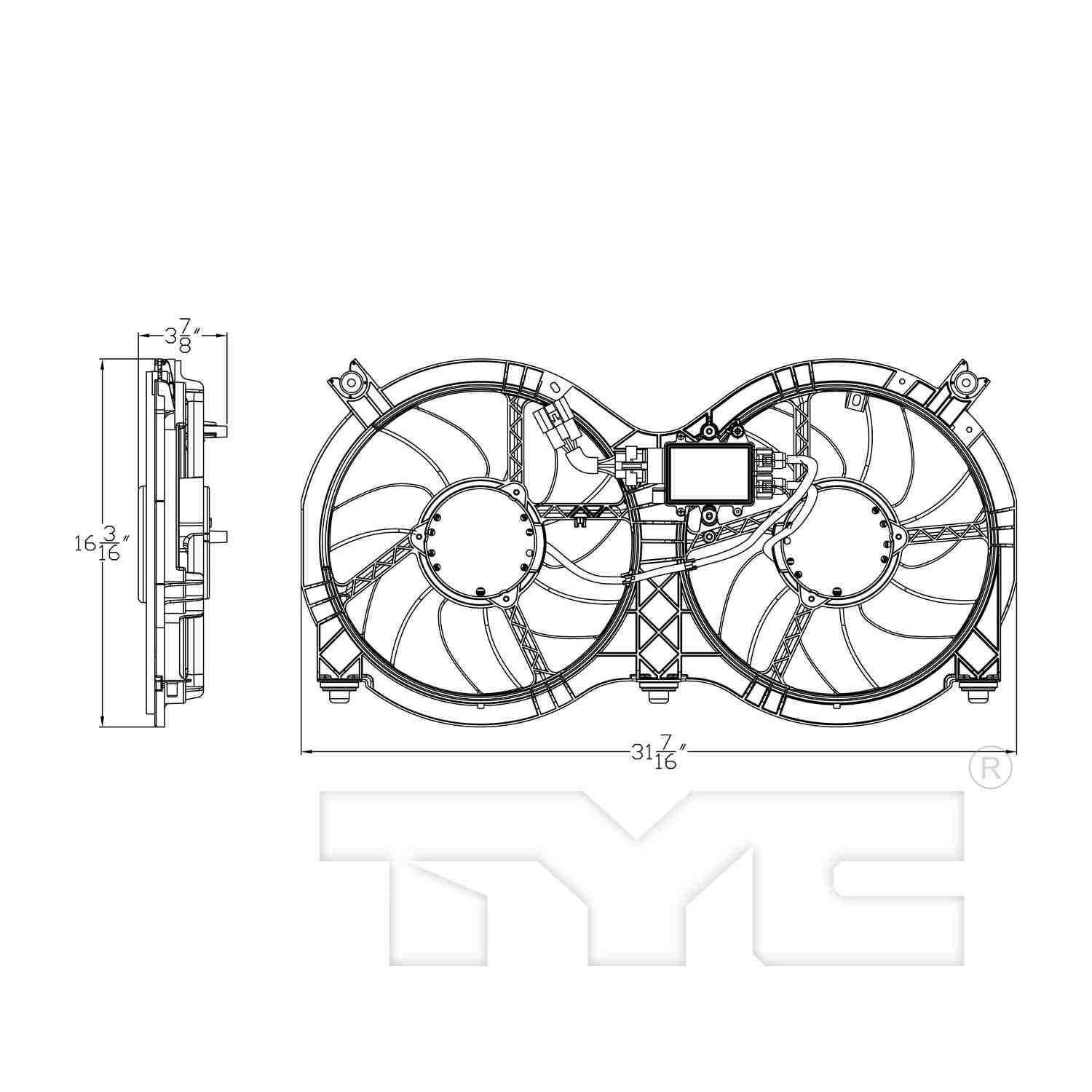 TYC Dual Radiator and Condenser Fan Assembly 623760