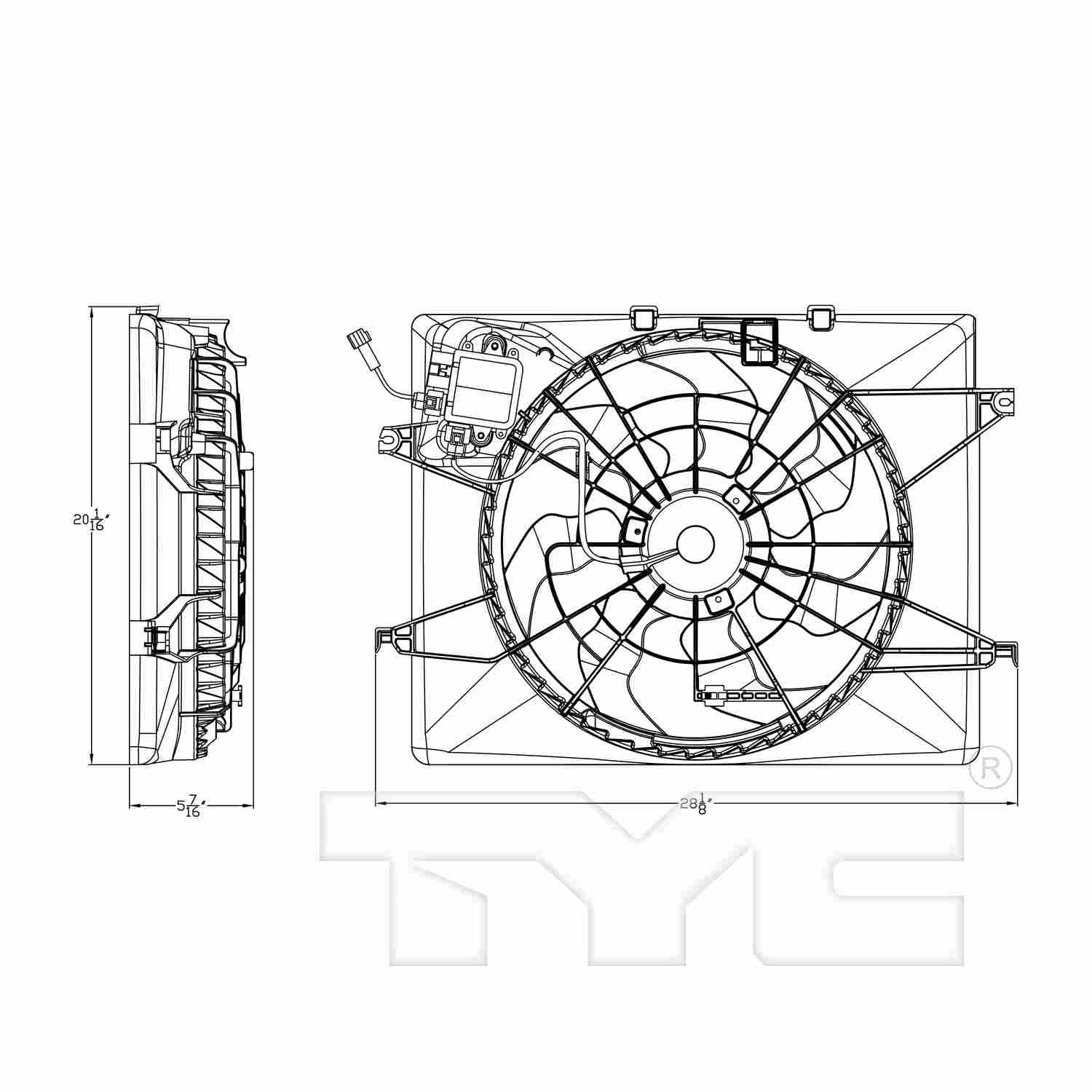 TYC Dual Radiator and Condenser Fan Assembly 623770