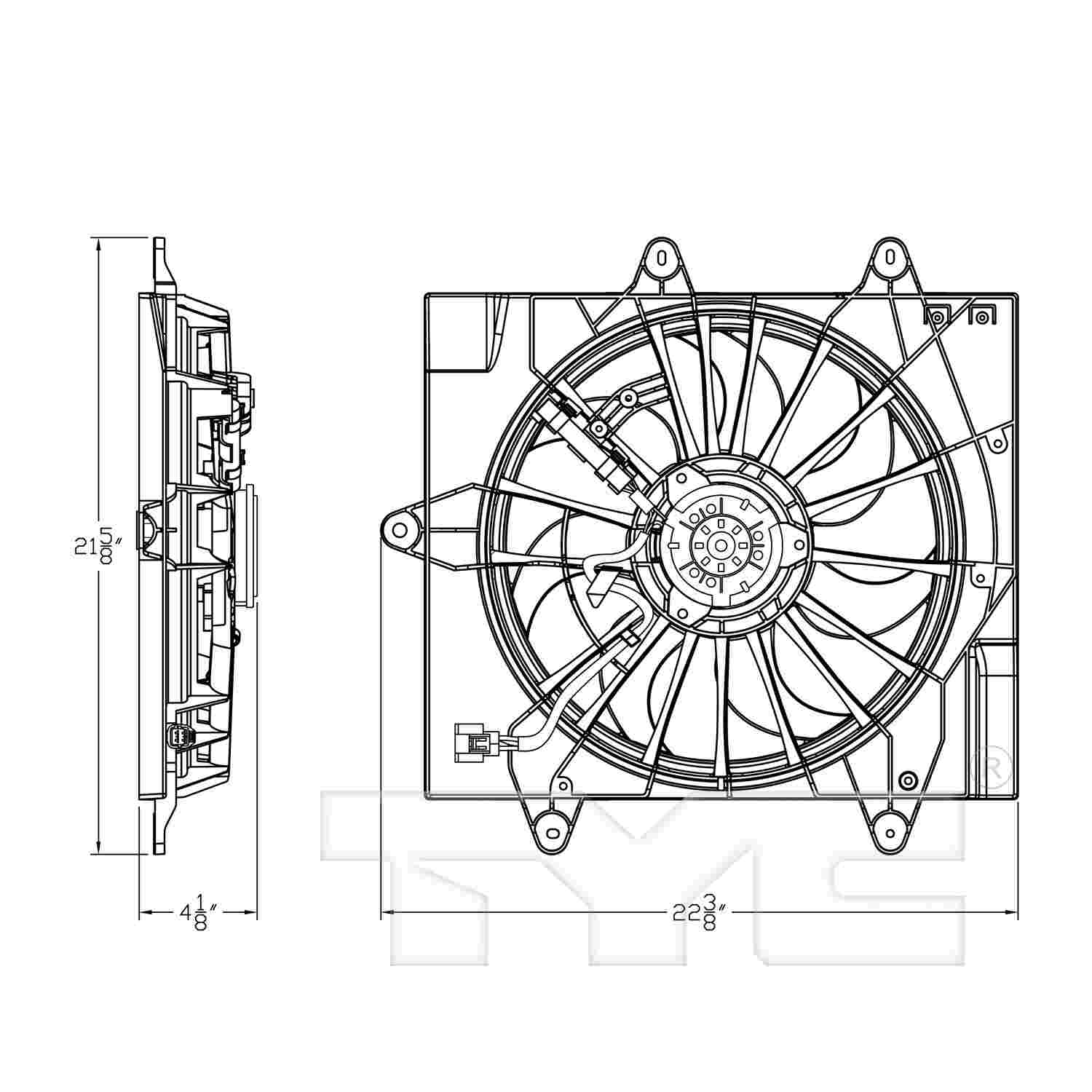 TYC Dual Radiator and Condenser Fan Assembly 623830
