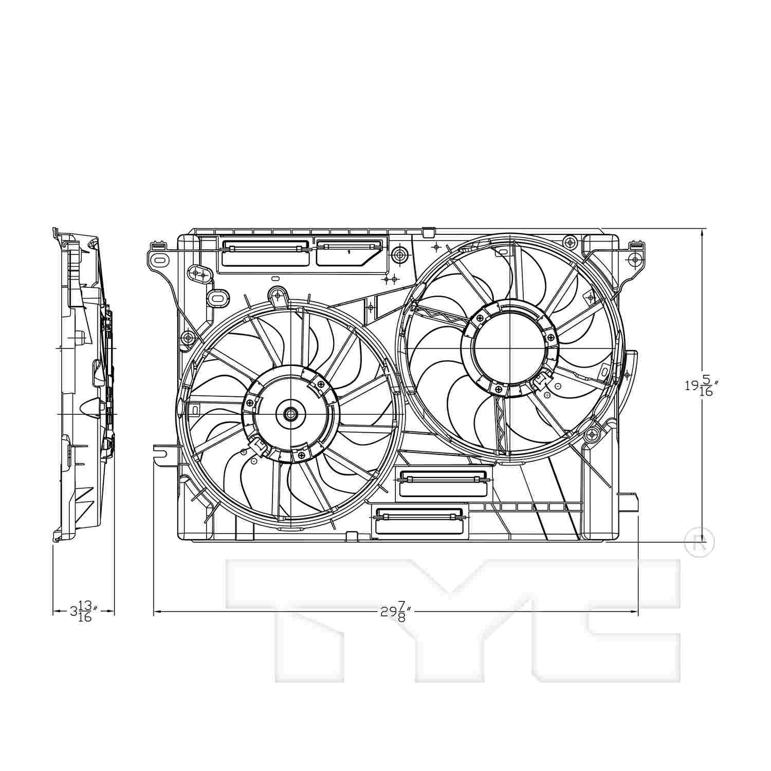TYC Dual Radiator and Condenser Fan Assembly 623930
