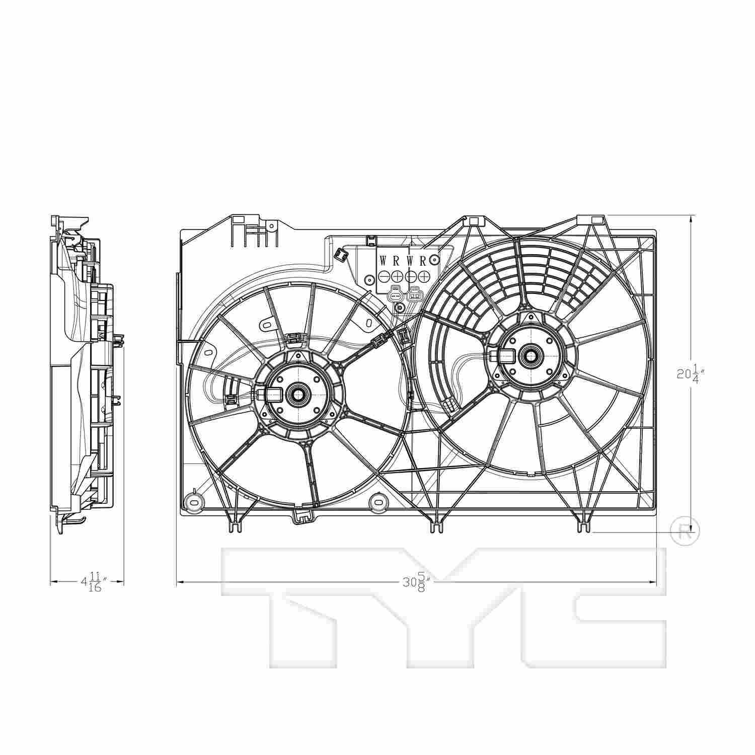 TYC Dual Radiator and Condenser Fan Assembly 623940