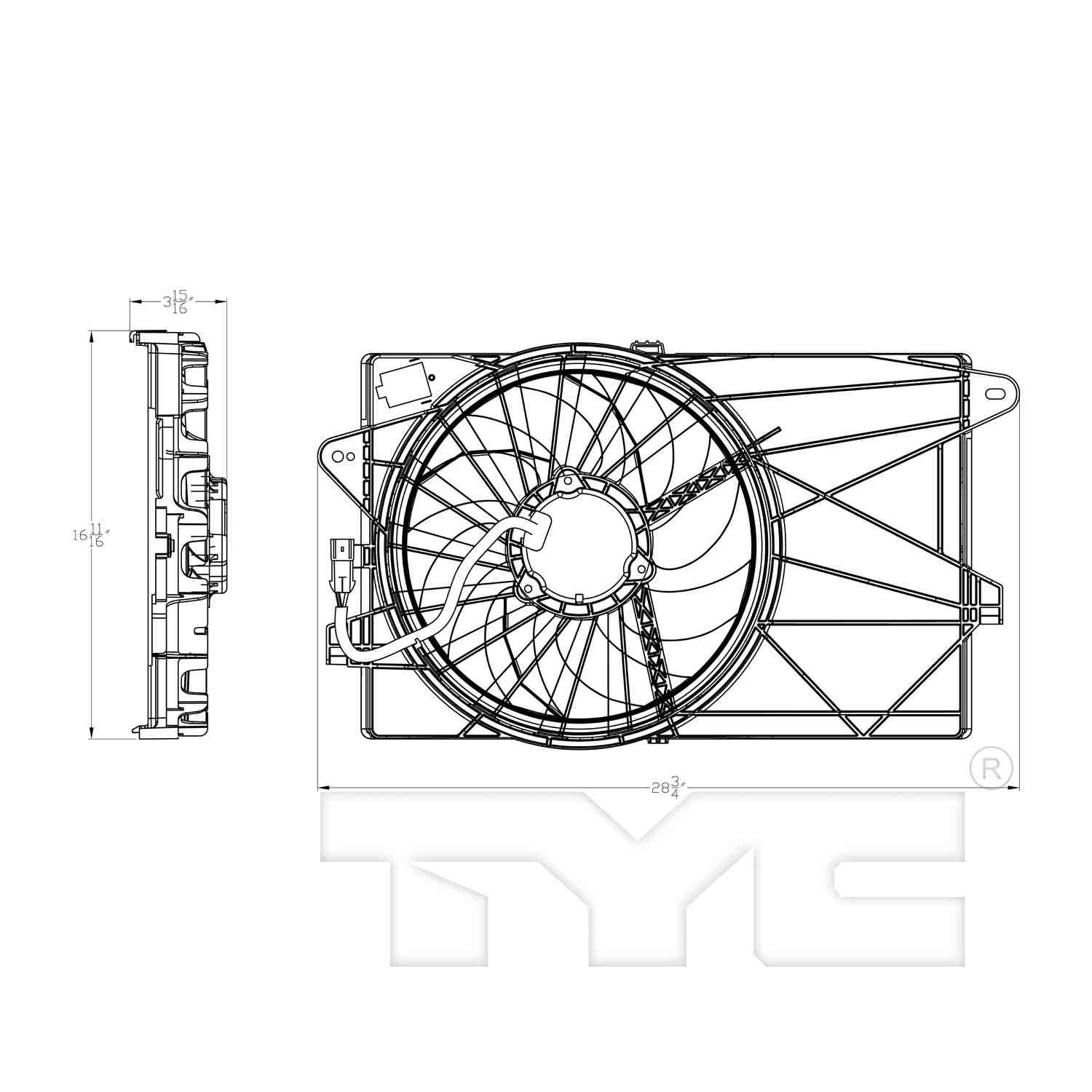 TYC Dual Radiator and Condenser Fan Assembly 624010