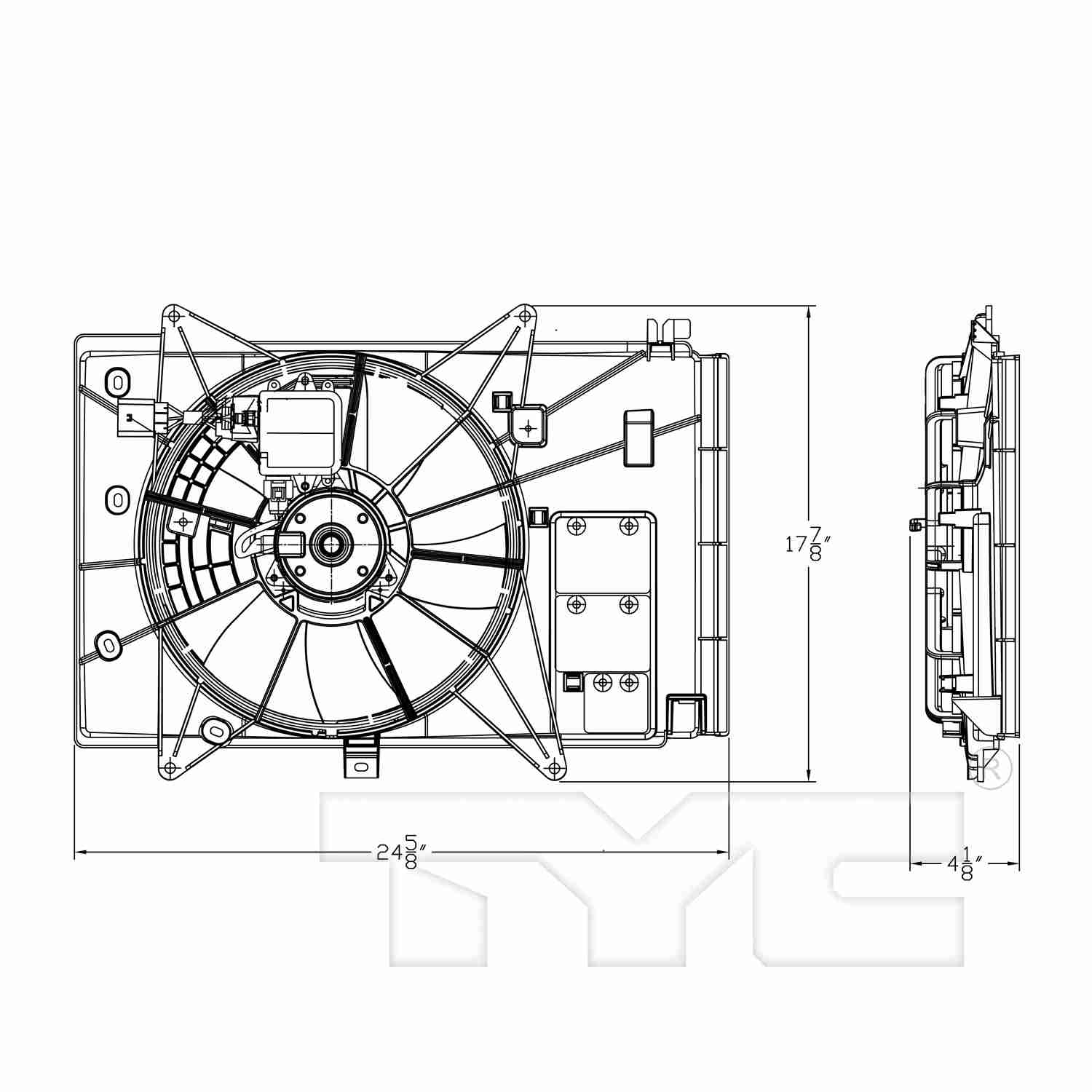 TYC Dual Radiator and Condenser Fan Assembly 624030