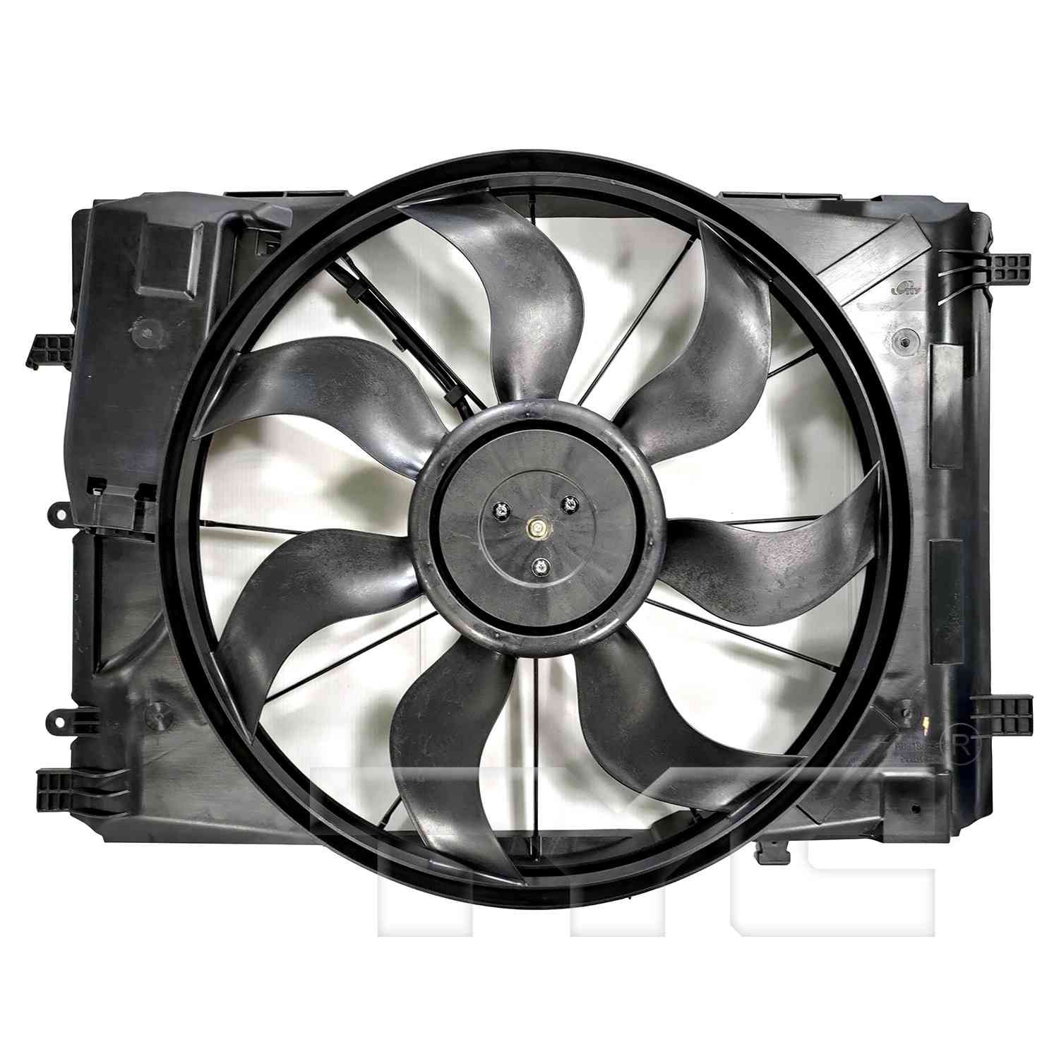 TYC Dual Radiator and Condenser Fan Assembly  top view frsport 624930