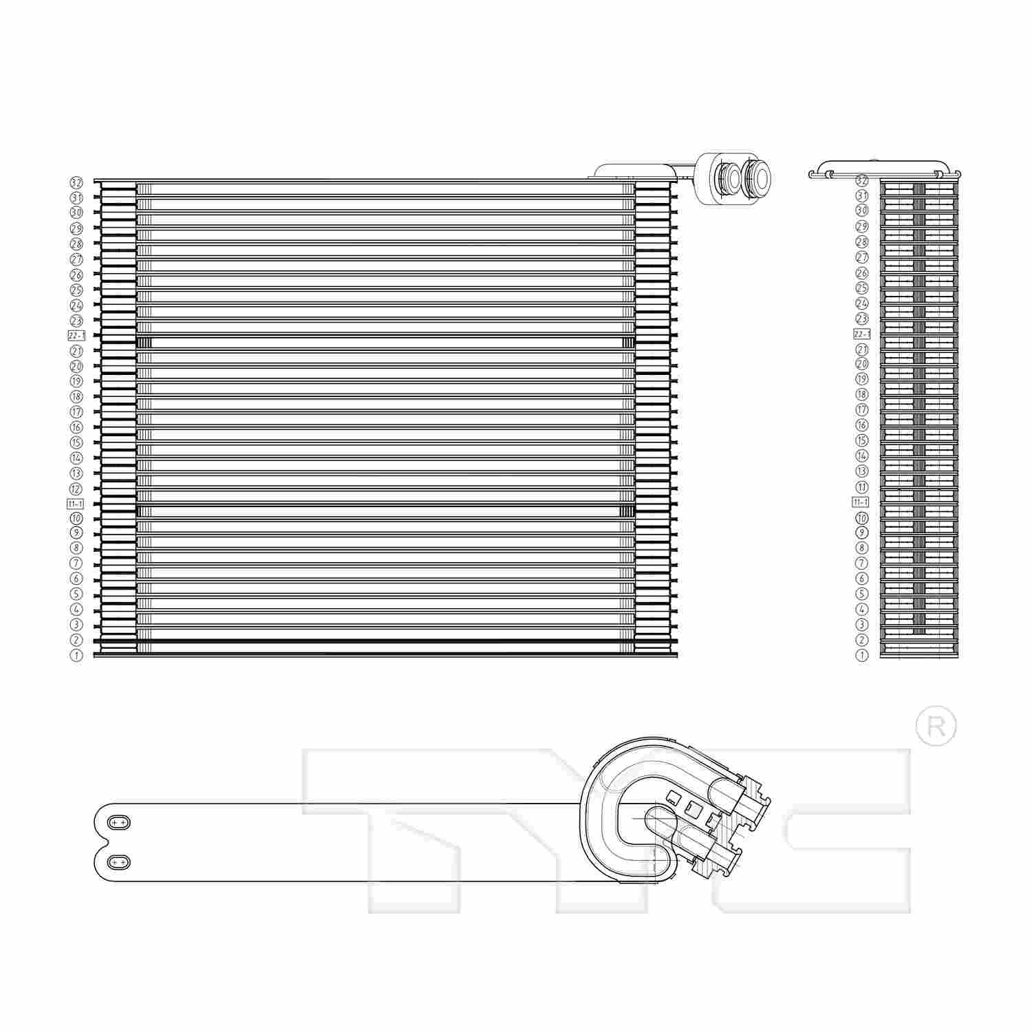 TYC A/C Evaporator Core 97122