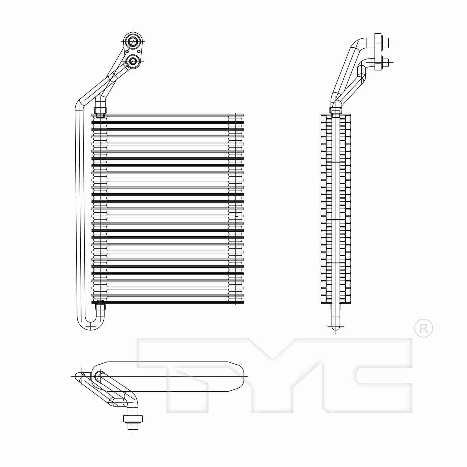 TYC A/C Evaporator Core top view frsport 97216