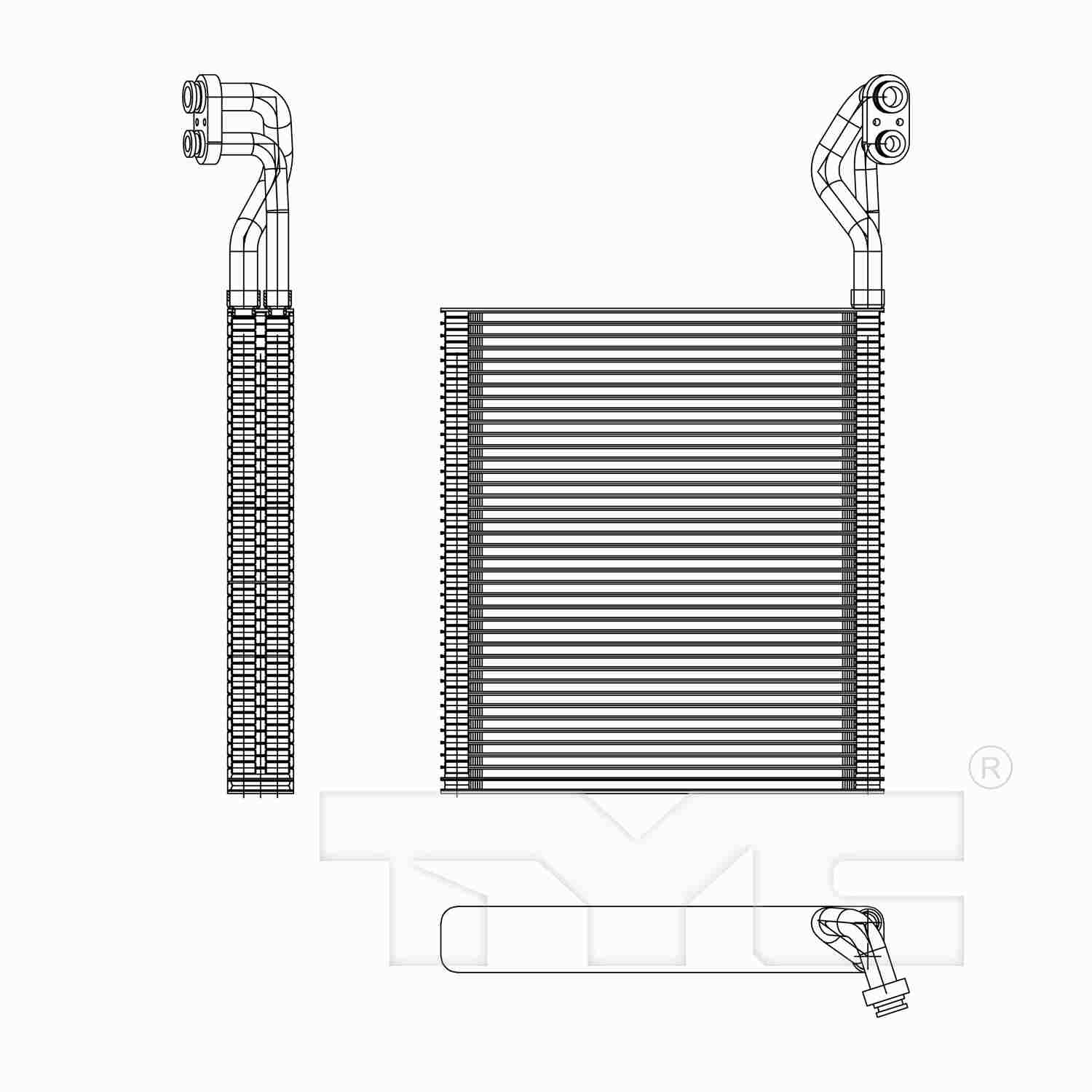TYC A/C Evaporator Core top view frsport 97284