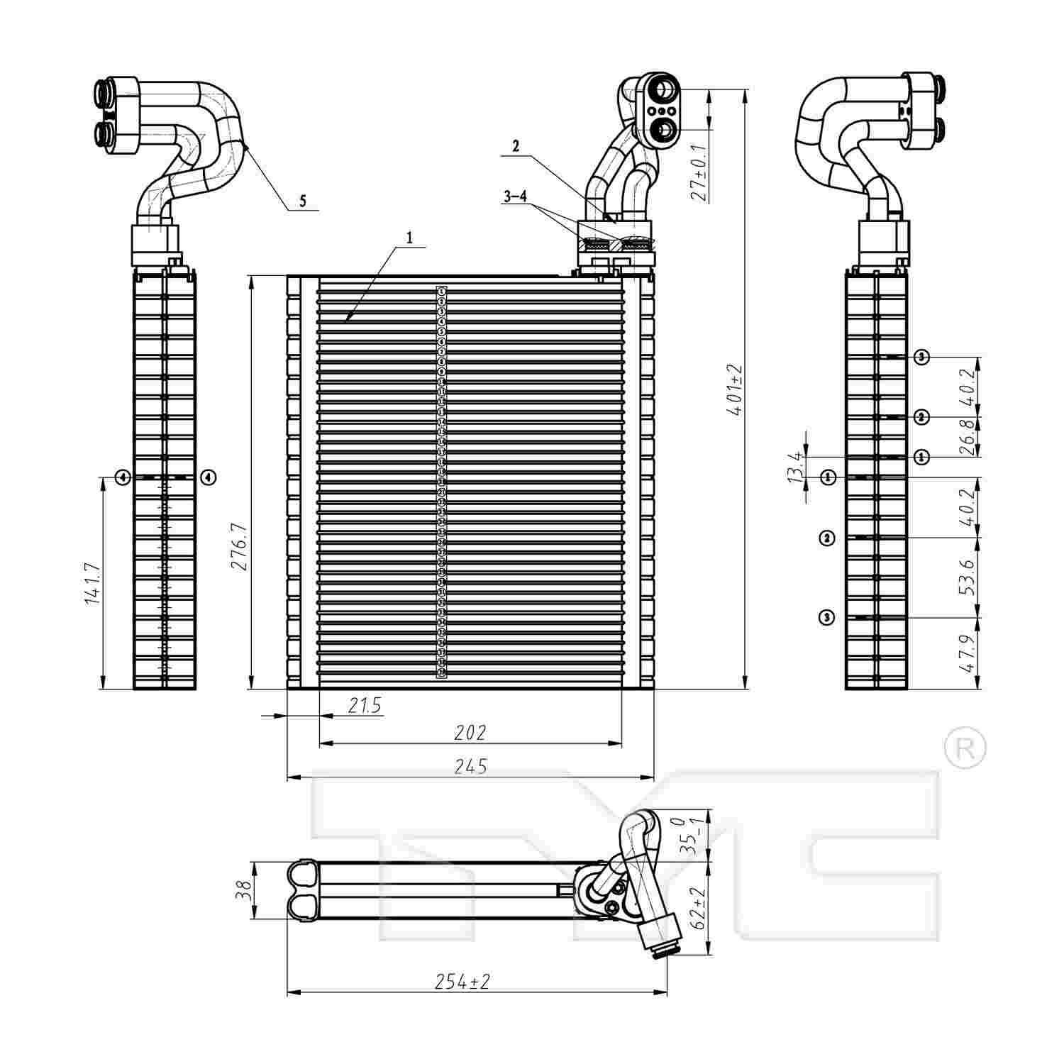 TYC A/C Evaporator Core 97286