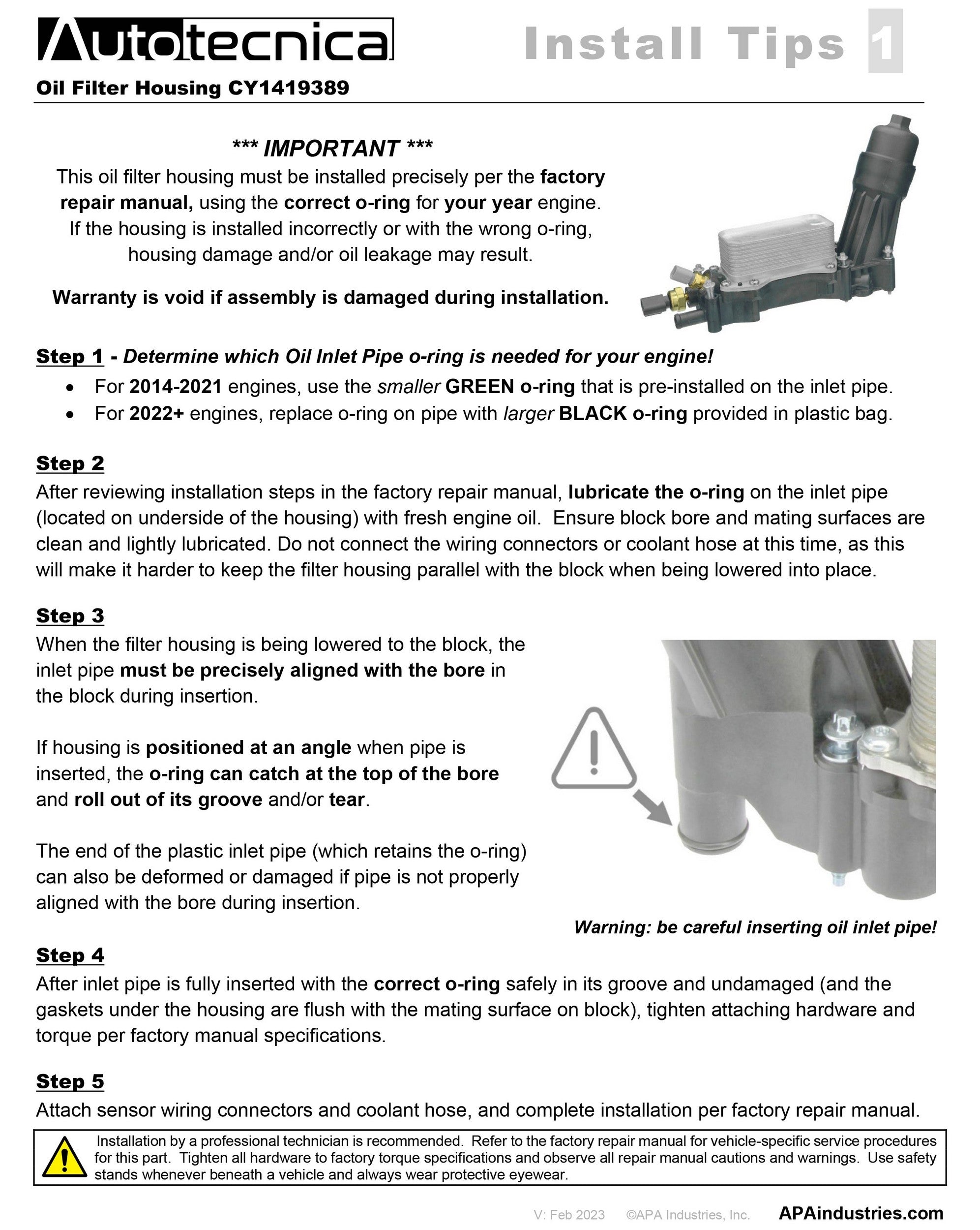 Autotecnica Engine Oil Filter Housing CY1419389