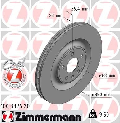 Zimmermann Disc Brake Rotor 100.3376.20