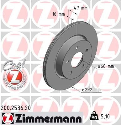 Zimmermann Disc Brake Rotor 200.2536.20