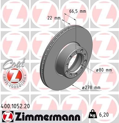 Zimmermann Disc Brake Rotor 400.1052.20