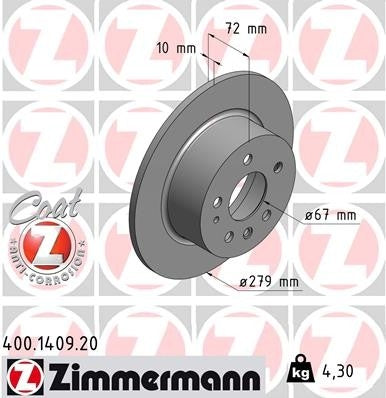Zimmermann Disc Brake Rotor 400.1409.20