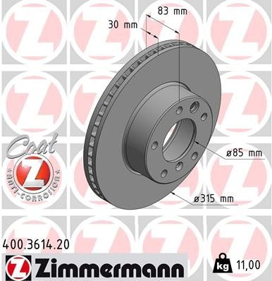 Zimmermann Disc Brake Rotor 400.3614.20