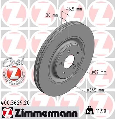 Zimmermann Disc Brake Rotor 400.3629.20