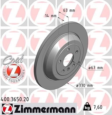 Zimmermann Disc Brake Rotor 400.3650.20