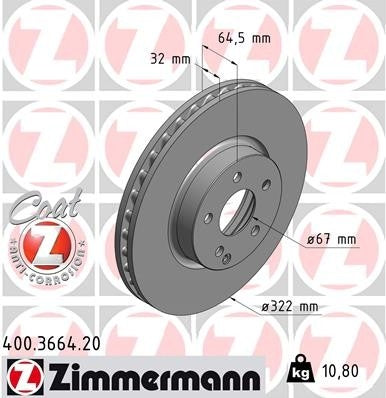 Zimmermann Disc Brake Rotor 400.3664.20