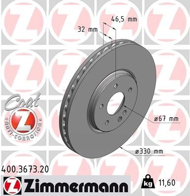 Zimmermann Disc Brake Rotor 400.3673.20