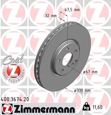 Zimmermann Disc Brake Rotor 400.3674.20
