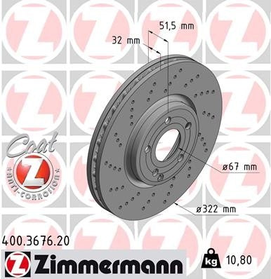 Zimmermann Disc Brake Rotor 400.3676.20