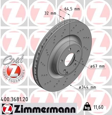 Zimmermann Disc Brake Rotor 400.3681.20