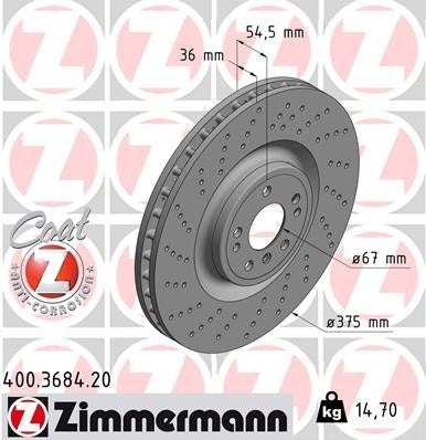 Zimmermann Disc Brake Rotor 400.3684.20