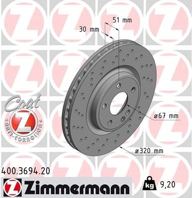 Zimmermann Disc Brake Rotor 400.3694.20