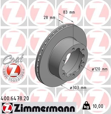 Zimmermann Disc Brake Rotor 400.6478.20