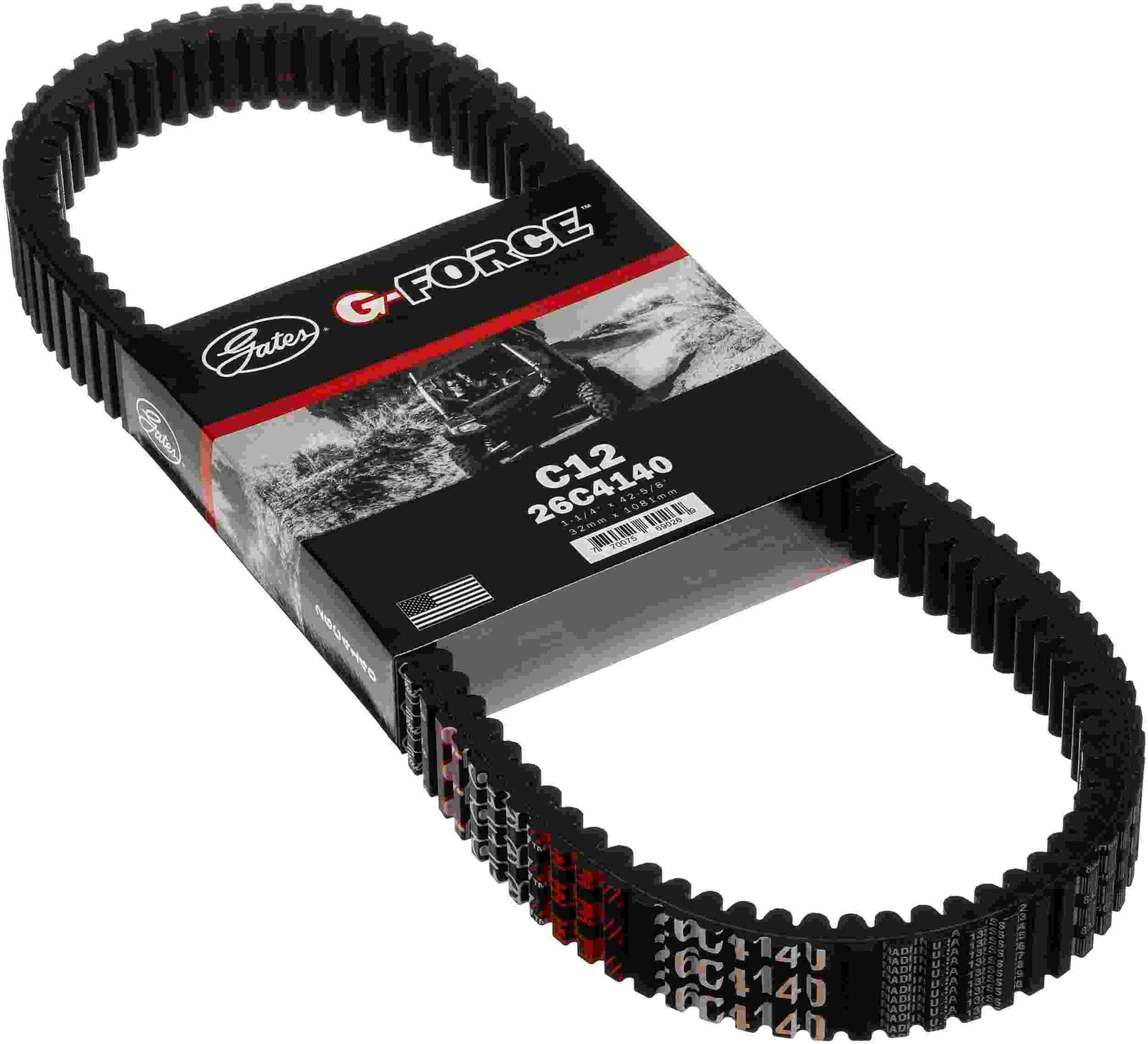 Gates 2015-17 Polaris RZR S 875cc G-Force Carbon Cord CVT Belts 26C4140
