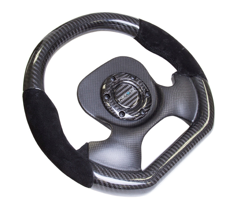 NRG Carbon Fiber Steering Wheel (320mm) CF Center Plate & Two-Tone Carbon w/Suede Trim Handles ST-X10CF-S ST-X10CF-S Photo - Primary